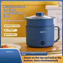 220V Multifunctional Mini Electric Cooker Home Use Stainless Steel Student Dormitory Bedroom 1.8L Cooking Pot Small Fryer Pot