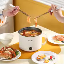 220V Multifunctional Mini Electric Cooker Home Use Stainless Steel Student Dormitory Bedroom 1.8L Cooking Pot Small Fryer Pot