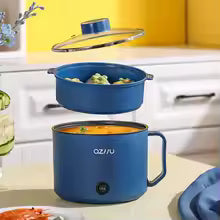 220V Multifunctional Mini Electric Cooker Home Use Stainless Steel Student Dormitory Bedroom 1.8L Cooking Pot Small Fryer Pot