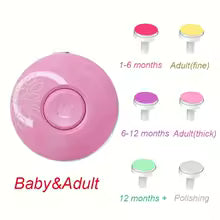 Baby Electric Nail Trimmer 6 Replaceable Heads Gentle Newborn Care Safe Quiet Nail File for Infant Toddler Soft Grinding