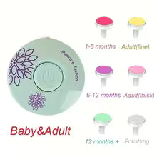 Baby Electric Nail Trimmer 6 Replaceable Heads Gentle Newborn Care Safe Quiet Nail File for Infant Toddler Soft Grinding